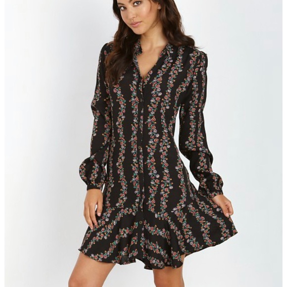 Free people floral ruffle shirt dress - Picture 2 of 6